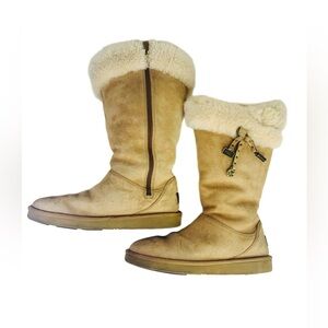 Ugg Australia Plumdale Charm Beige Suede Sheepskin Boots Size 8